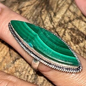 Green Malachite Ring 6 1/4